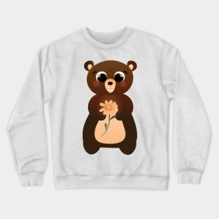 Cute bear with flower Crewneck Sweatshirt